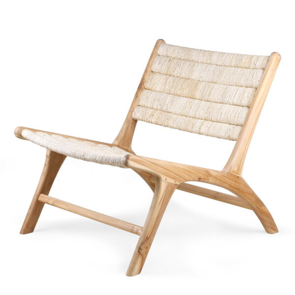 Chaise longue en abaca/teak HKLIVING Toulouse