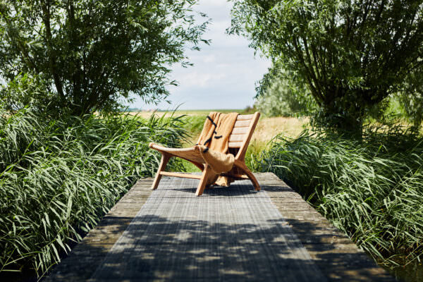 Chaise longue en abaca/teak HKLIVING Toulouse