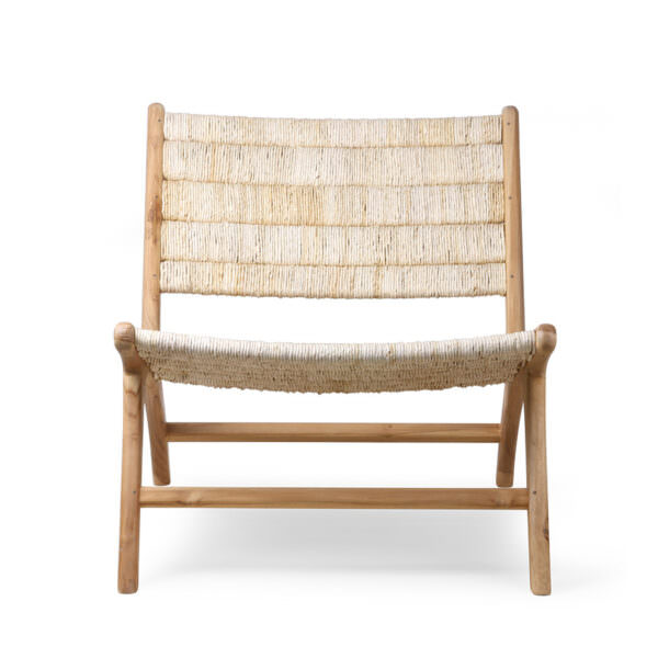 Chaise longue en abaca/teak HKLIVING Toulouse