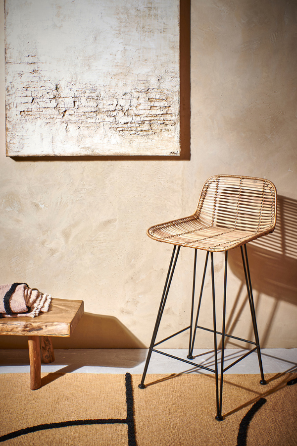 Chaise de bar en rotin HKLIVING Toulouse