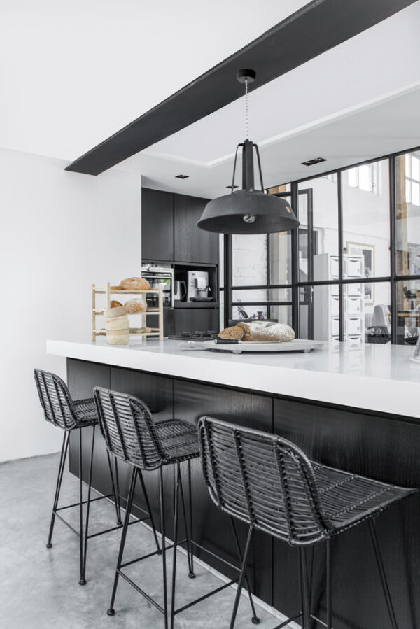 Chaise de bar en rotin HKLIVING Toulouse